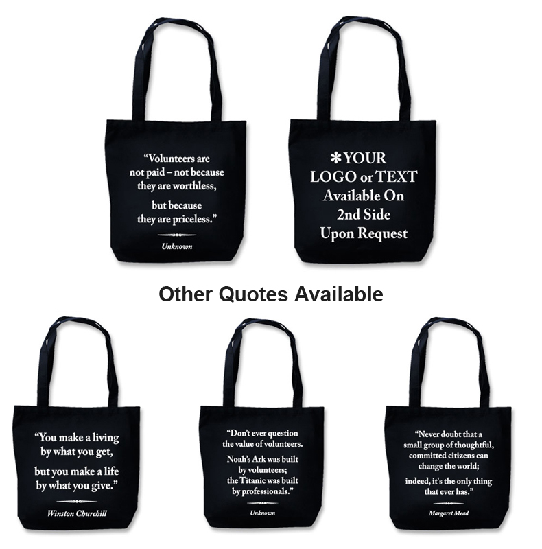 Recyclable Eco Tote With Quote "Volunteers Are Priceless" Recyclable Eco Tote With Quote "Volunteers Are Priceless"